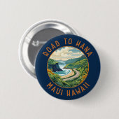 Straße nach Hana Maui Hawaii Retro Distressed Circ Button (Vorne & Hinten)