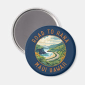 Straße nach Hana Maui Hawaii Retro Distressed Circ Magnet (Vorderseite/Rückseite)