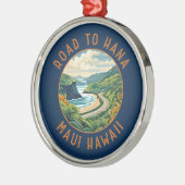 Straße nach Hana Maui Hawaii Retro Distressed Circ Ornament Aus Metall (Links)