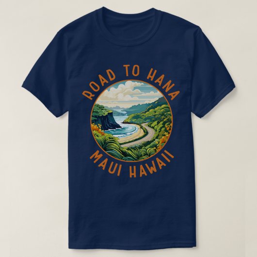 Straße nach Hana Maui Hawaii Retro Distressed Circ T-Shirt (Design vorne)