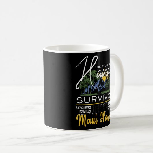 Straße nach Hana Survivor Curvy Palm Maui Hawaii Kaffeetasse (VorderseiteRechts)