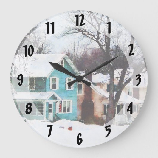 Straße nach Schnee Große Wanduhr (Vorderseite)