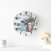 Straße nach Schnee Große Wanduhr (Zuhause)