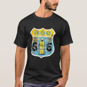 Straße Route 66 Gas Vintage Retro Schild LKW Biker T-Shirt