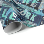 Straße, Stadt, Stadt, Wörter, Graffiti, Blau, Geschenkpapier (Rolleneckpunkt)