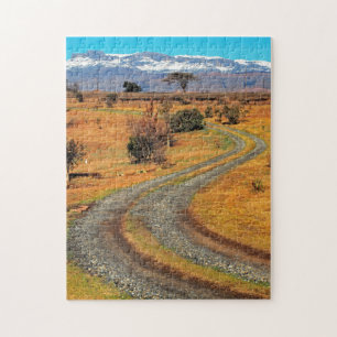 Straße und schneebedeckte Cathedral Range, Champag Puzzle
