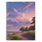 Straße unter einem Moody Cloudy Sky Notizblock (Vorderseite)