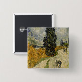 Straße Vincent van Goghs | mit Zypressen, 1890 Button (Vorne & Hinten)