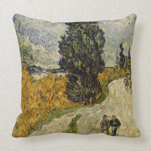 Straße Vincent van Goghs mit Zypressen, 1890 Kissen