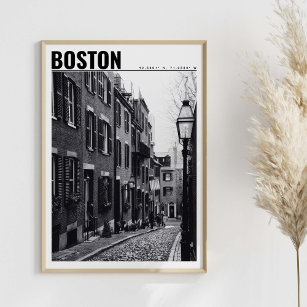 Straße von Boston Black and White Fotografy Poster