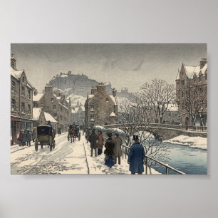 Straße von Edinburgh im Winter Poster