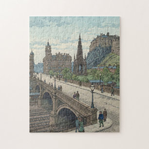 Straße von Edinburgh Old Town Japanischer Holzschn Puzzle