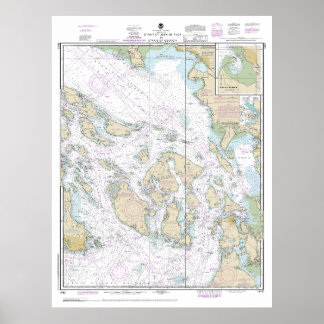 Straße von Juan de Fuca zur Straße von Georgia Cha Poster