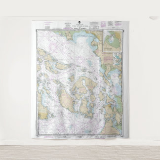 Straße von Juan de Fuca zur Straße von Georgia Cha Wandteppich