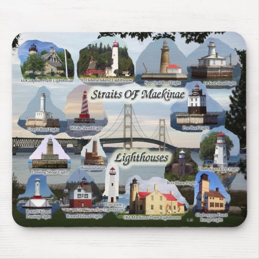 Straße von Mackinac Lighthouses Mousepad (Vorne)