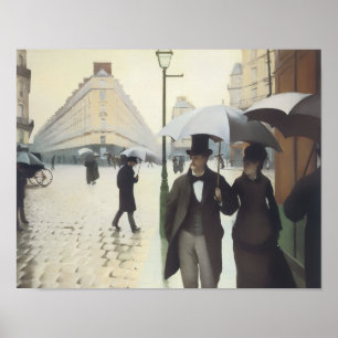Straße von Paris an einem Regentag von Caillebotte Poster