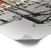 Straße von Paris mit handgezeichneter Tintenzeichn Poster (Ecke)