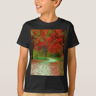 STRASSE WALD BÄUME BOTANIK NATUR LANDSCHAFT T-S T-Shirt