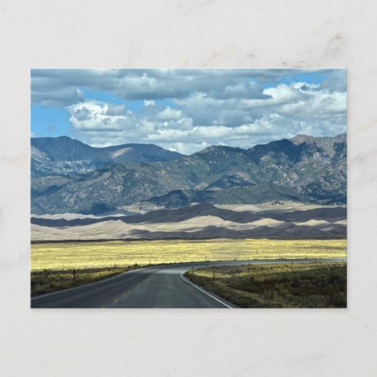 Straße zum Nationalpark der Großen Sanddünen, CO Postkarte (Vorderseite)