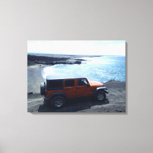 Straße zum Sea Hawaii jeep Offroad Beach Leinwand