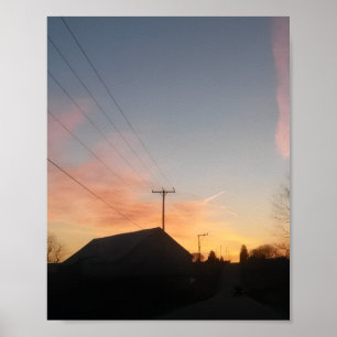 Straße zum Sonnenuntergang – Ein farbenfroher länd Poster