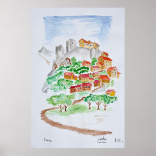 Straße zur Festung von Corte   Korsika, Frankreich Poster