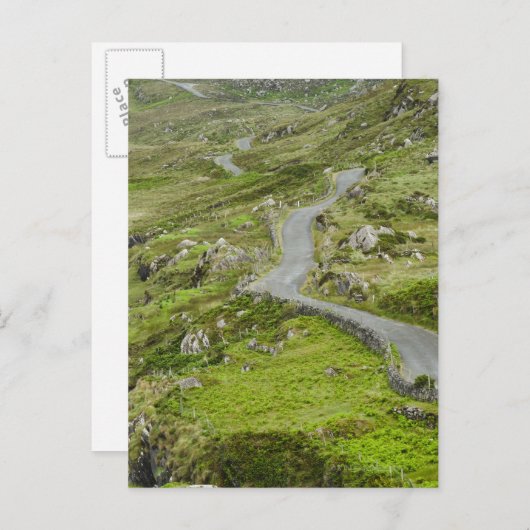 Straße zwischen Ballaghacahreen und Caherkeen. Postkarte (Vorne/Hinten)