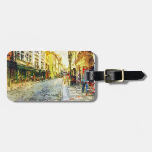 Straßen alten Prag-Aquarells Gepäckanhänger