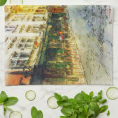 Straßen alten Prag-Aquarells Geschirrtuch (Gefaltet)