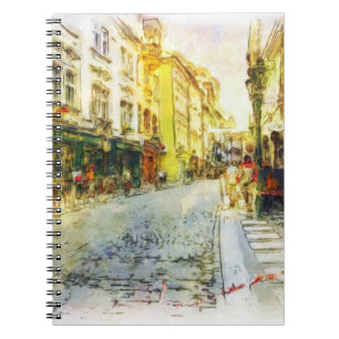 Straßen alten Prag-Aquarells Notizblock