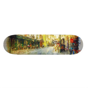 Straßen alten Prag-Aquarells Skateboard