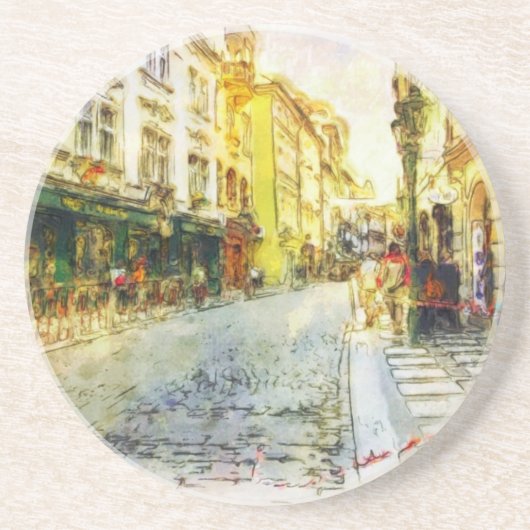 Straßen alten Prag-Aquarells Untersetzer (Vorne)