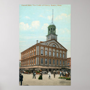 Straßen-Ansicht des Faneuil Hall Poster