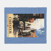 Straßen-Ansicht mit Paar-u. Turm-Uhr-Schiene Fleecedecke (Vorderseite (Horizontal))