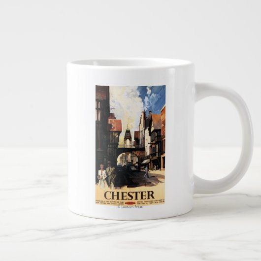 Straßen-Ansicht mit Paar-u. Turm-Uhr-Schiene Jumbo-Tasse (Rechts)