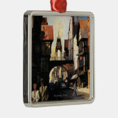 Straßen-Ansicht mit Paar-u. Turm-Uhr-Schiene Ornament Aus Metall (Rechts)