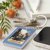 Straßen-Ansicht mit Paar-u. Turm-Uhr-Schiene Schlüsselanhänger (Vorderseite rechts)