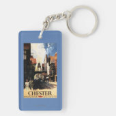 Straßen-Ansicht mit Paar-u. Turm-Uhr-Schiene Schlüsselanhänger (Rückseite)