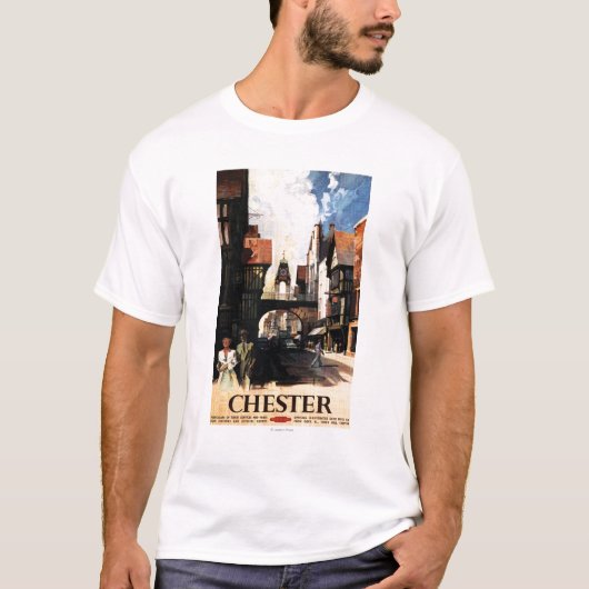 Straßen-Ansicht mit Paar-u. Turm-Uhr-Schiene T-Shirt (Vorderseite)