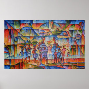 Straßen-Dialog II - Leinwand-Druck Poster