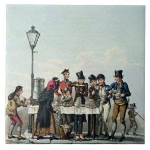 Straßen-Frühstück graviert durch G.Hunt, 1825 Fliese