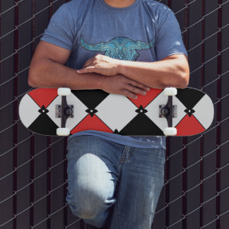 Straßen-Grunge-Argyle-Muster fett Rot Schwarz Grau Skateboard