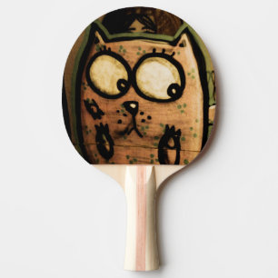 Straßen-Kunst-Katze Tischtennis Schläger