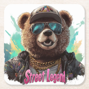 Straßen-Legende-Bär - Cooles Grafikdesign Rechteckiger Pappuntersetzer