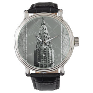 Straßen New Yorks mit dem Empire State Gebäude Armbanduhr