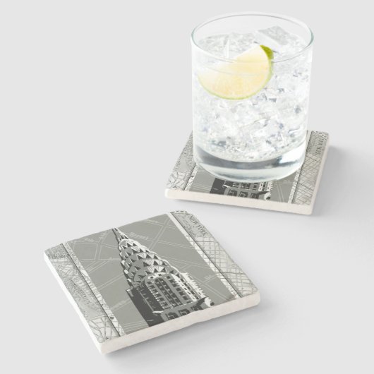 Straßen New Yorks mit dem Empire State Gebäude Steinuntersetzer (Seitenansicht)