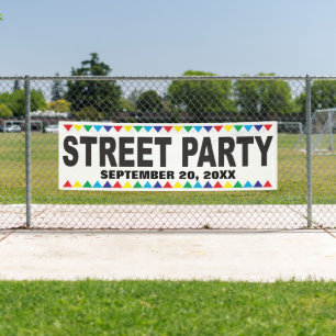 Straßen-Partyfahne mit Ihrem Info Banner