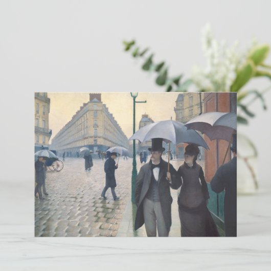 Straßen-regnerischer Tag Gustave Caillebottes | Einladung (Stehend Vorderseite)