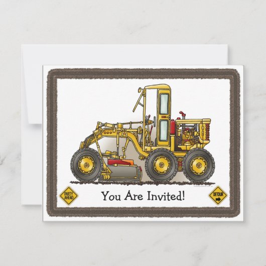 Straßen-Sortierer-Bau scherzt Party Einladung (Vorderseite)
