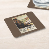 Straßen-Szene mit zwei Männern, die Eisenbahn Rechteckiger Pappuntersetzer (angewinkelt)